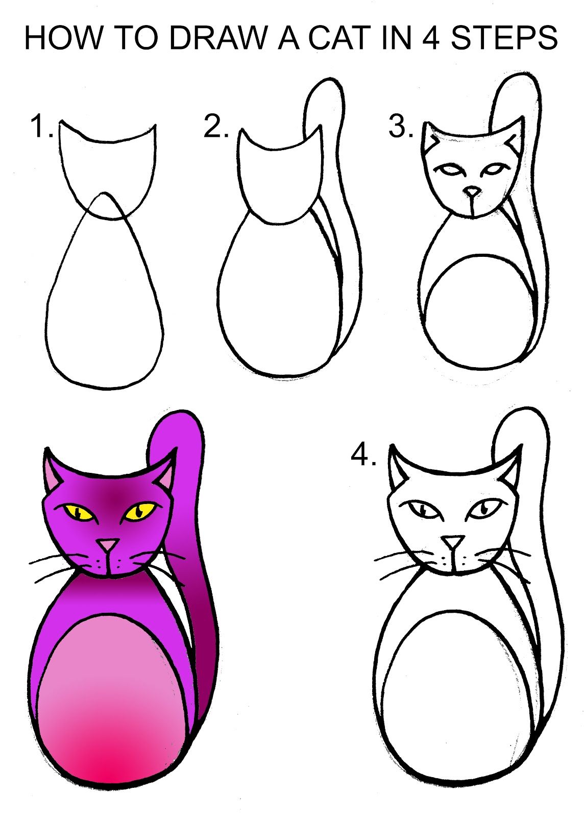 1144x1600 Drawing Step - Cat Drawing Step By Step
