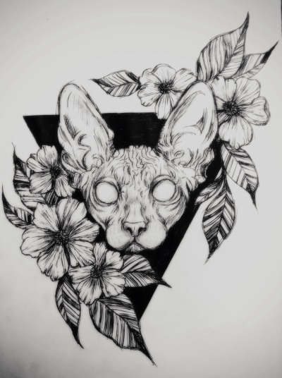 400x536 sphynx cat tattoos tumblr - Cat Drawing Tattoo