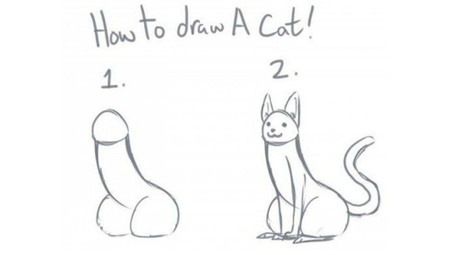 640x360 Drawing Tutorial Learn To Draw A Cat In Two Easy St - Cat Drawing Tutorial