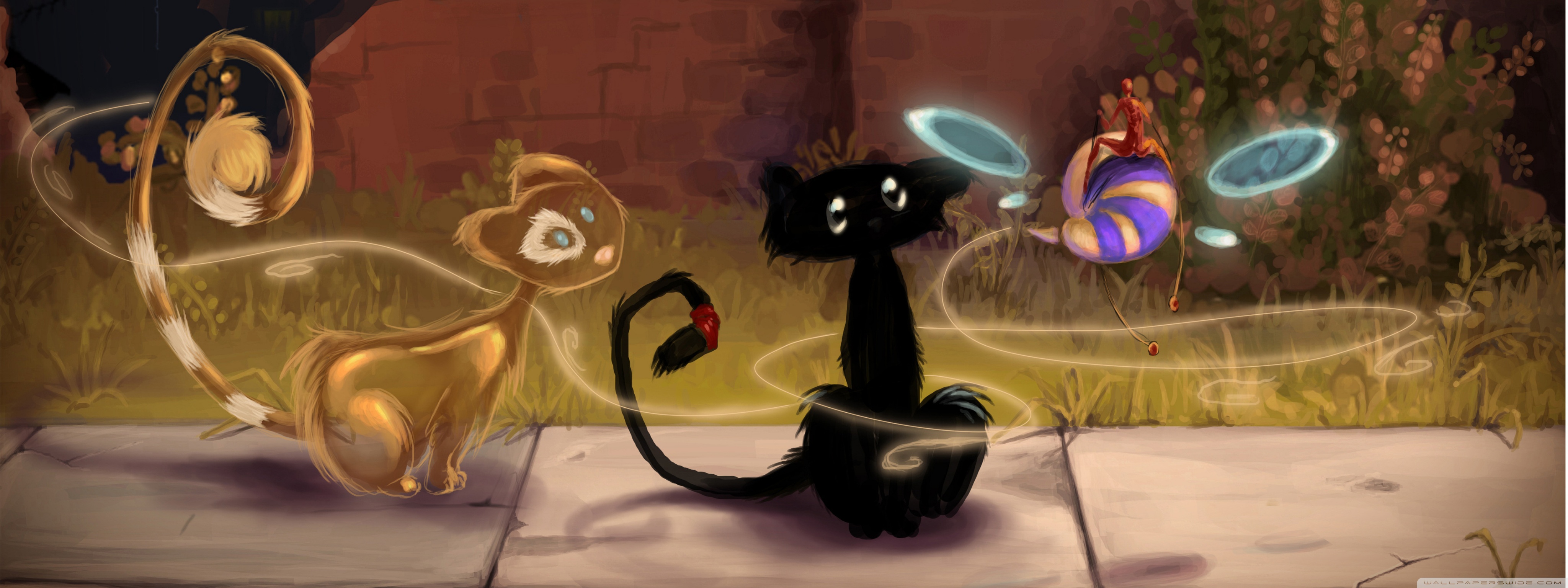 4096x1536 cat drawing hd desktop wallpaper for ultra hd tv dual - Cat Drawing Wallpaper