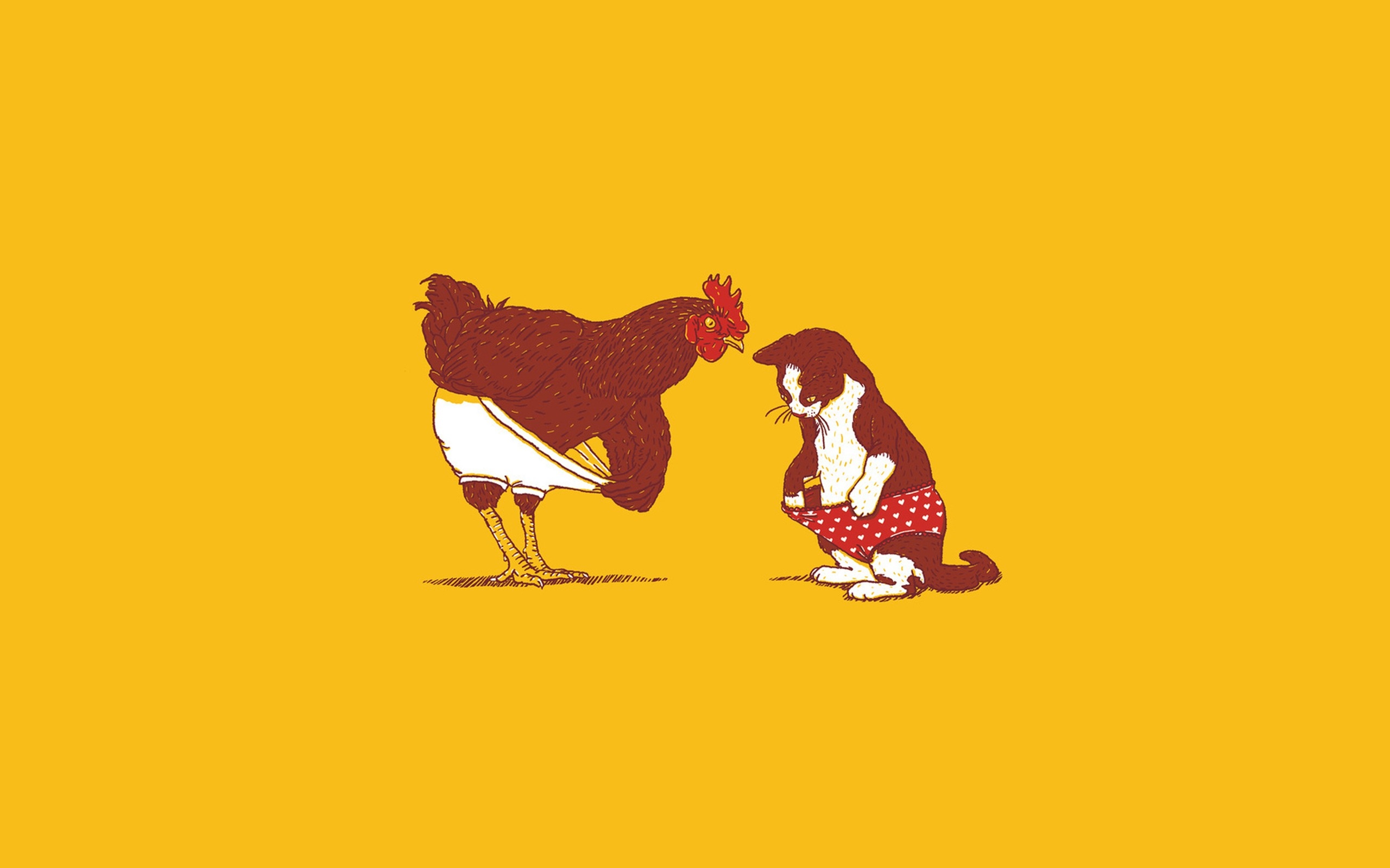 2560x1600 Wallpaper Chicken, Cat, Drawing - Cat Drawing Wallpaper