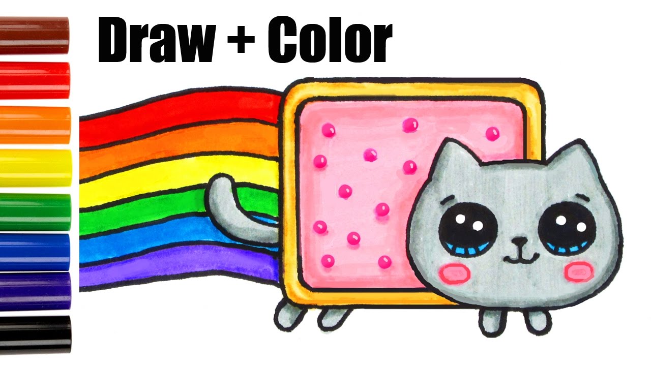 1280x720 How To Draw + Color Nyan Cat Step - Cat Drawing Website