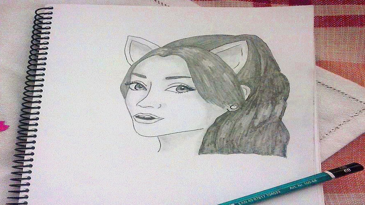 1280x720 Drawing Tutorial Ariana Grande With Cat Ears - Cat Ears Drawing