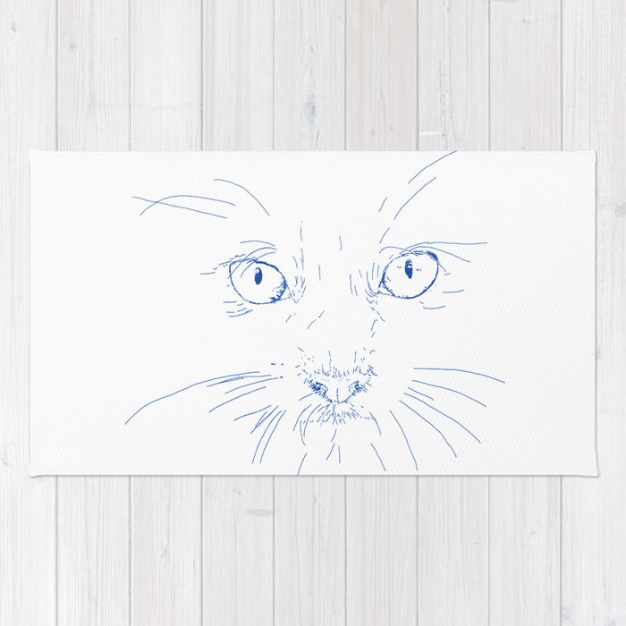 700x700 Cat's Eyes, Drawing Blue Rug - Cat Eyes Drawing