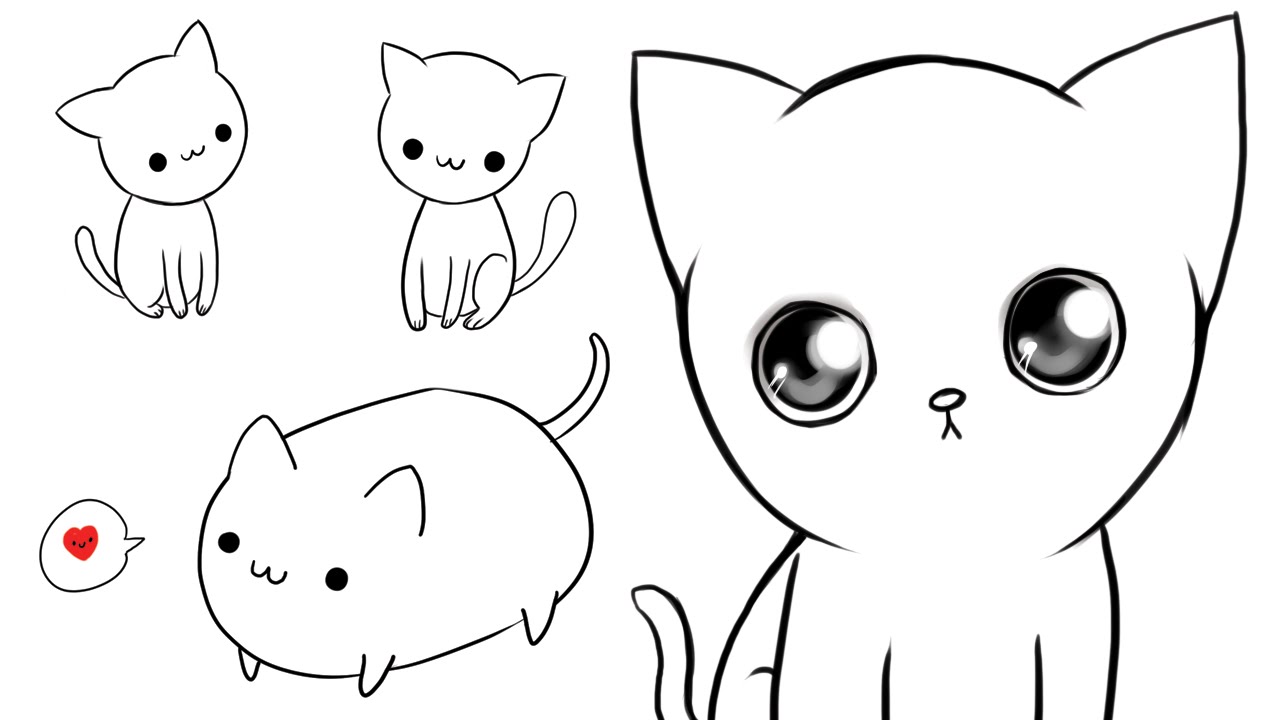 1280x720 Cute Cat Face Drawing Free Download Clip Art - Cat Face Drawing