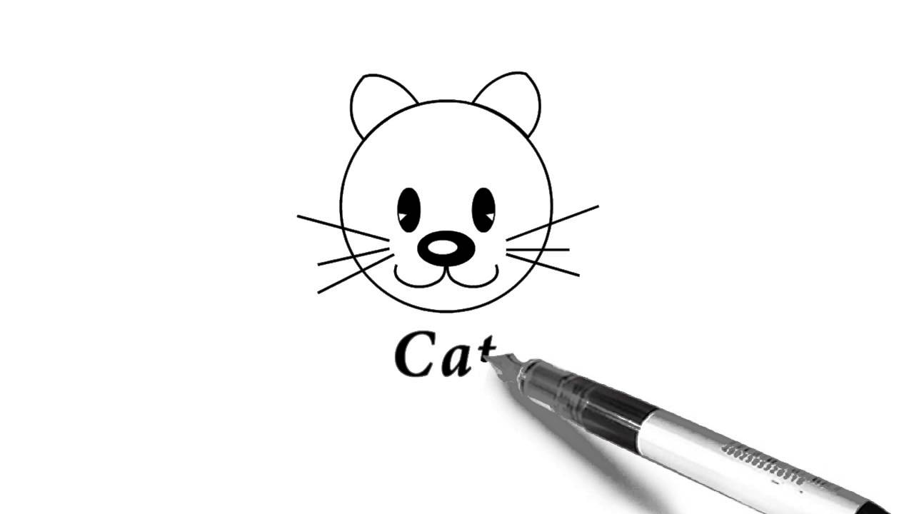 1280x720 How To Draw A Cat's Face For Kids {easy} - Cat Face Drawing