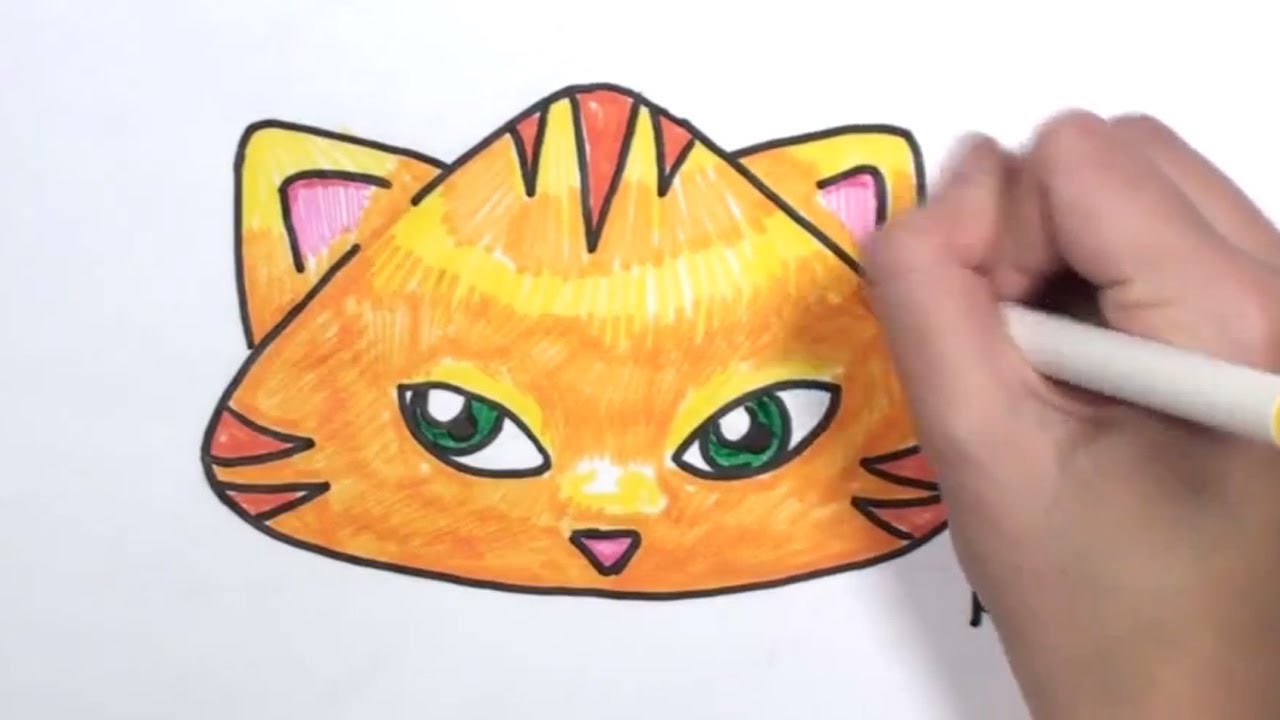 1280x720 How To Draw A Cartoon Cat Face Mlt - Cat Face Drawing Cartoon