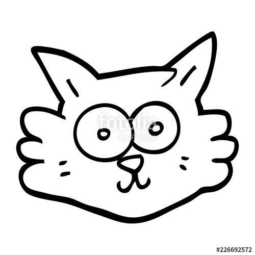 500x500 Line Drawing Cartoon Cat Face Stock Image And Royalty Free Vector - Cat Face Drawing Cartoon