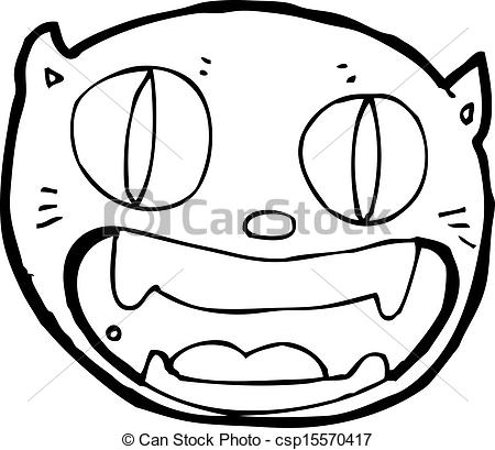 450x409 Cartoon Crazy Cat Face - Cat Face Drawing Cartoon