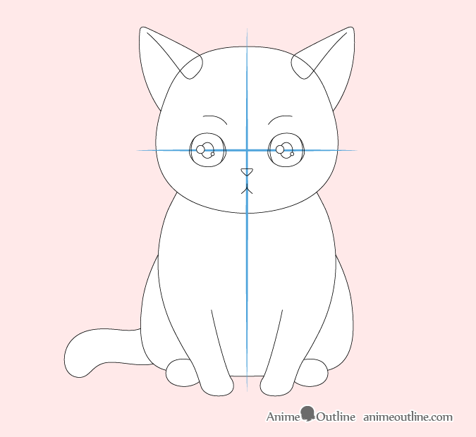 675x620 How To Draw An Anime Cat Step - Cat Face Drawing Images