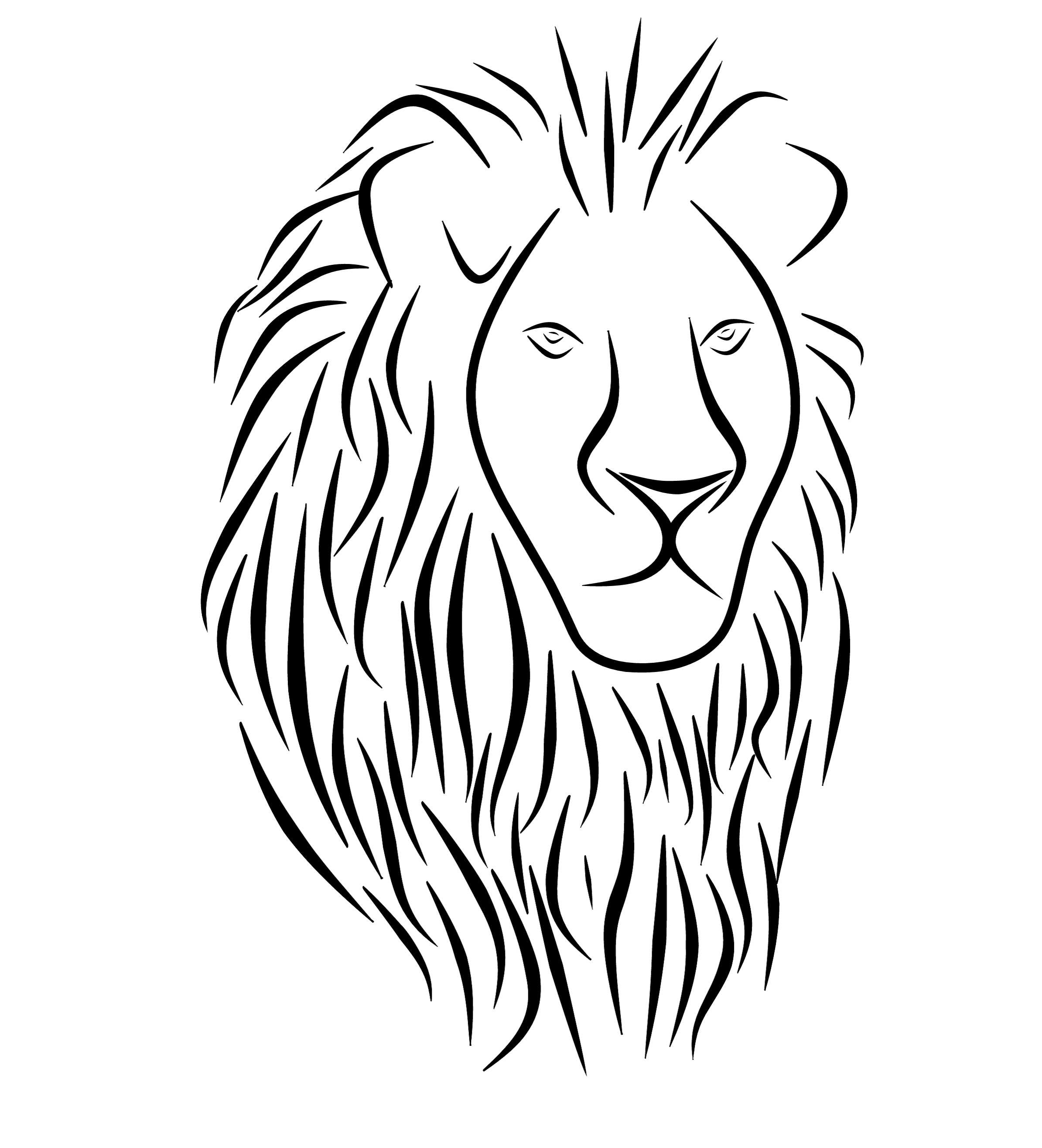 2389x2631 Free Images Lion, Tribal, Tattoo, Head, Icon, Silhouette, Animal - Cat Face Line Drawing
