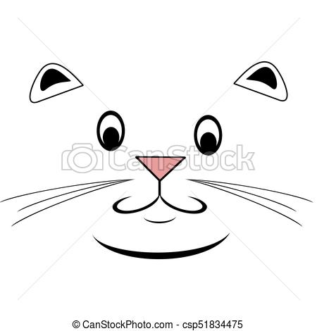450x470 happy cat face line drawing of smiling cat face - Cat Face Line Drawing
