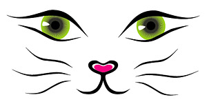 300x151 Vector Line Drawing Cat Face - Cat Face Line Drawing