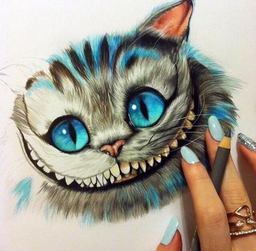500x491 Chesire Cat - Cat From Alice In Wonderland Drawing