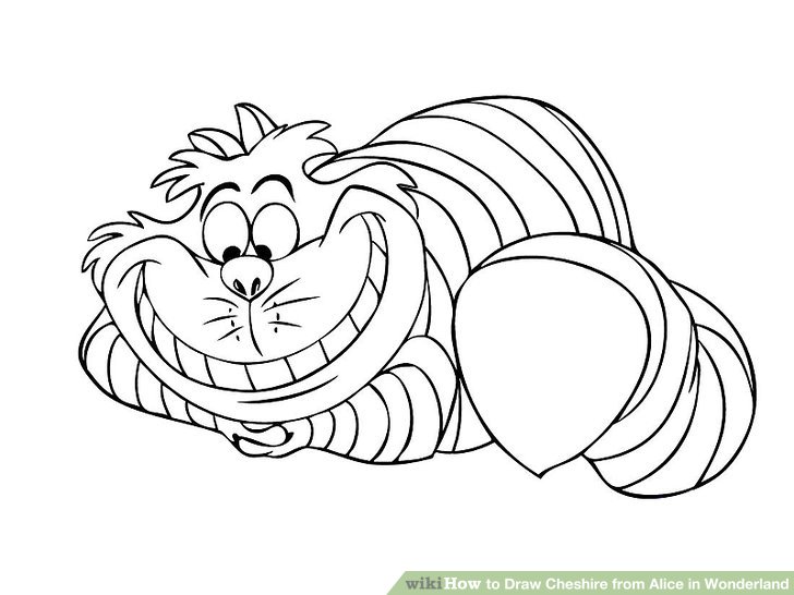 728x546 How To Draw Cheshire From Alice In Wonderland Steps - Cat From Alice In Wonderland Drawing