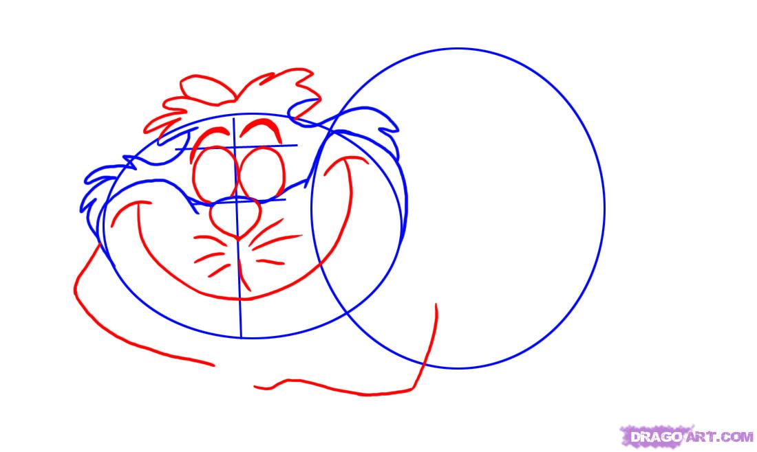 1100x658 How To Draw The Cheshire Cat, Step - Cat From Alice In Wonderland Drawing