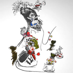 300x300 Alice In Wonderland Art Queen Of Hearts Cheshire Cat Wdcc - Cat From Alice In Wonderland Drawing