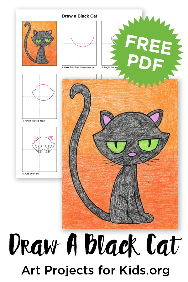 600x900 Draw A Black Cat Art Projects For Kids - Cat Halloween Drawing