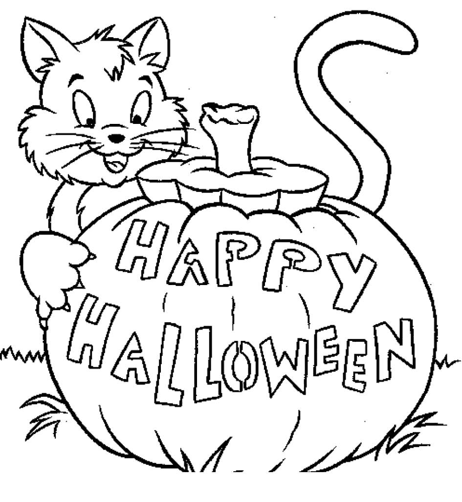 945x1025 halloween cat coloring pages kids hand drawing - Cat Halloween Drawing