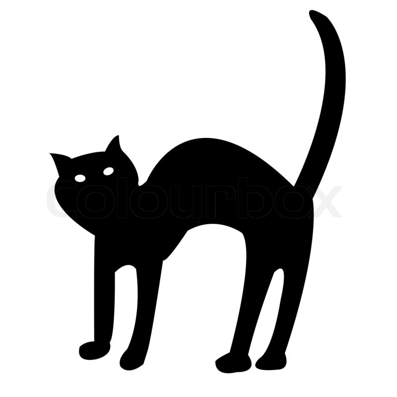 800x800 Black Cat Isolated On White, Art Stock Photo Colourbox - Cat Halloween Drawing