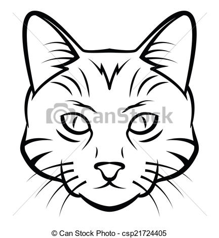 433x470 Cat Head Tattoo Vector Illustration - Cat Head Drawing