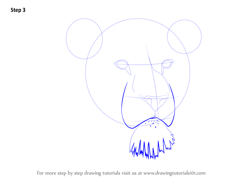 844x598 Learn How To Draw Lion Head - Cat Head Drawing Tutorial