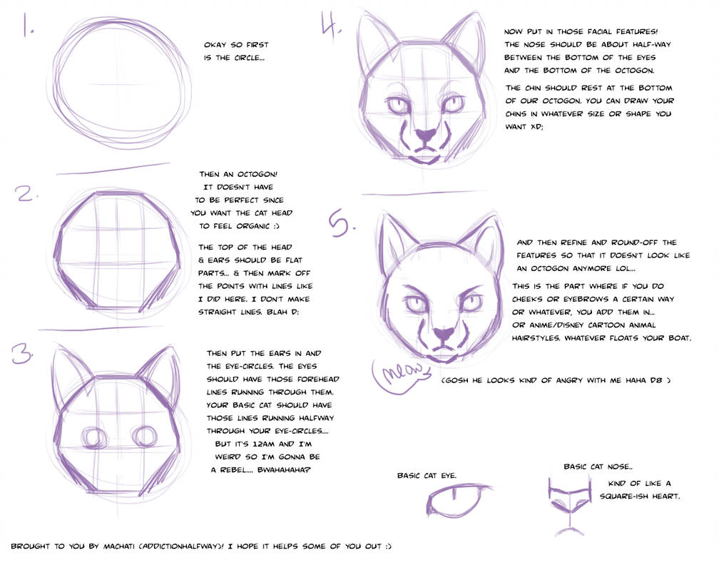1008x792 Quick Cat Face Tutorial - Cat Head Drawing Tutorial