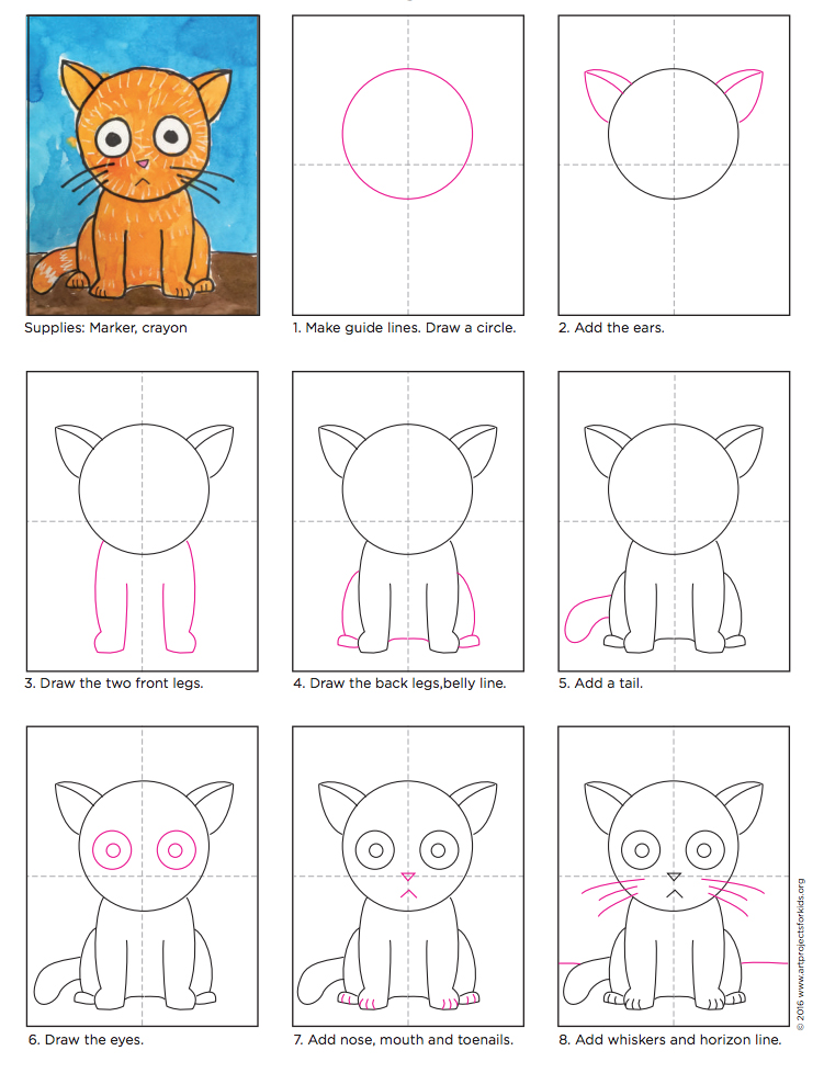751x978 Draw A Big Head Cat Art Projects For Kids - Cat Head Drawing Tutorial