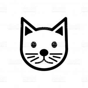 300x300 Cat Head Icon Vector Illustration Hand Drawing Graphic Design Logo - Cat Head Line Drawing