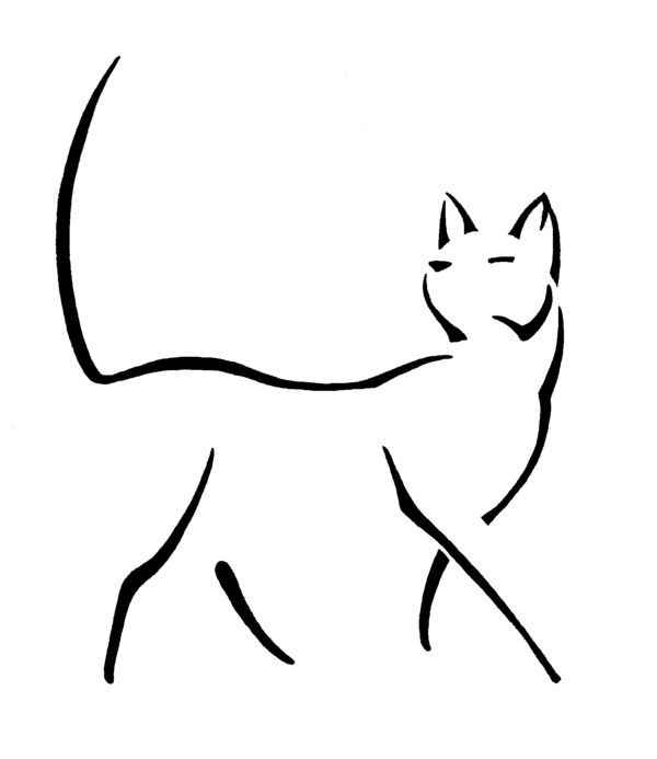 600x693 Line Kitty - Cat Head Line Drawing