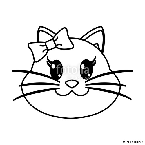 500x500 Line Female Cat Head Cute Animal Stock Image And Royalty Free - Cat Head Line Drawing