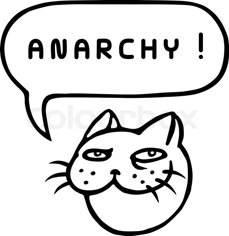 776x800 Anarchy! Cartoon Cat Head Speech Stock Vector Colourbox - Cat Head Line Drawing