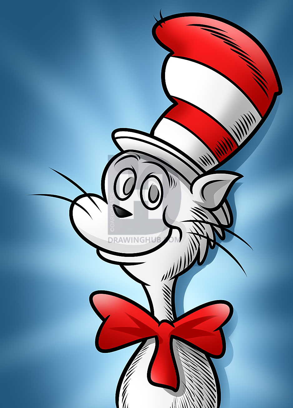 939x1304 How To Draw The Cat In The Hat, Dr Seuss, Step - Cat In The Hat Drawing