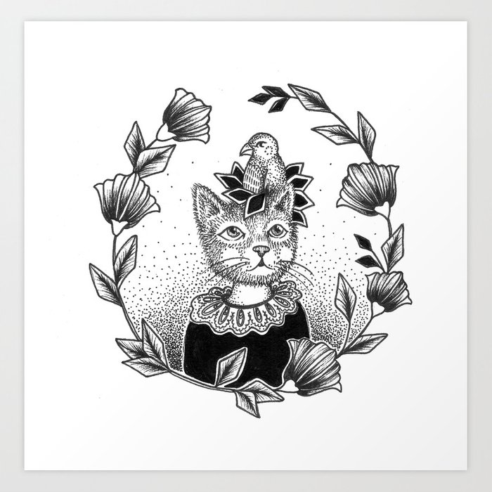 700x700 Cat Set Ink Drawings - Cat Ink Drawing