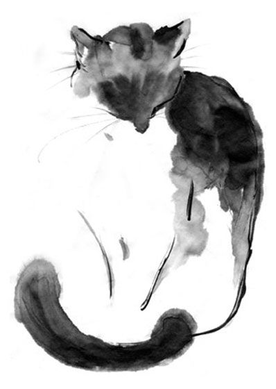 398x560 cat ink cat art watercolor cat, watercolor, draw - Cat Ink Drawing