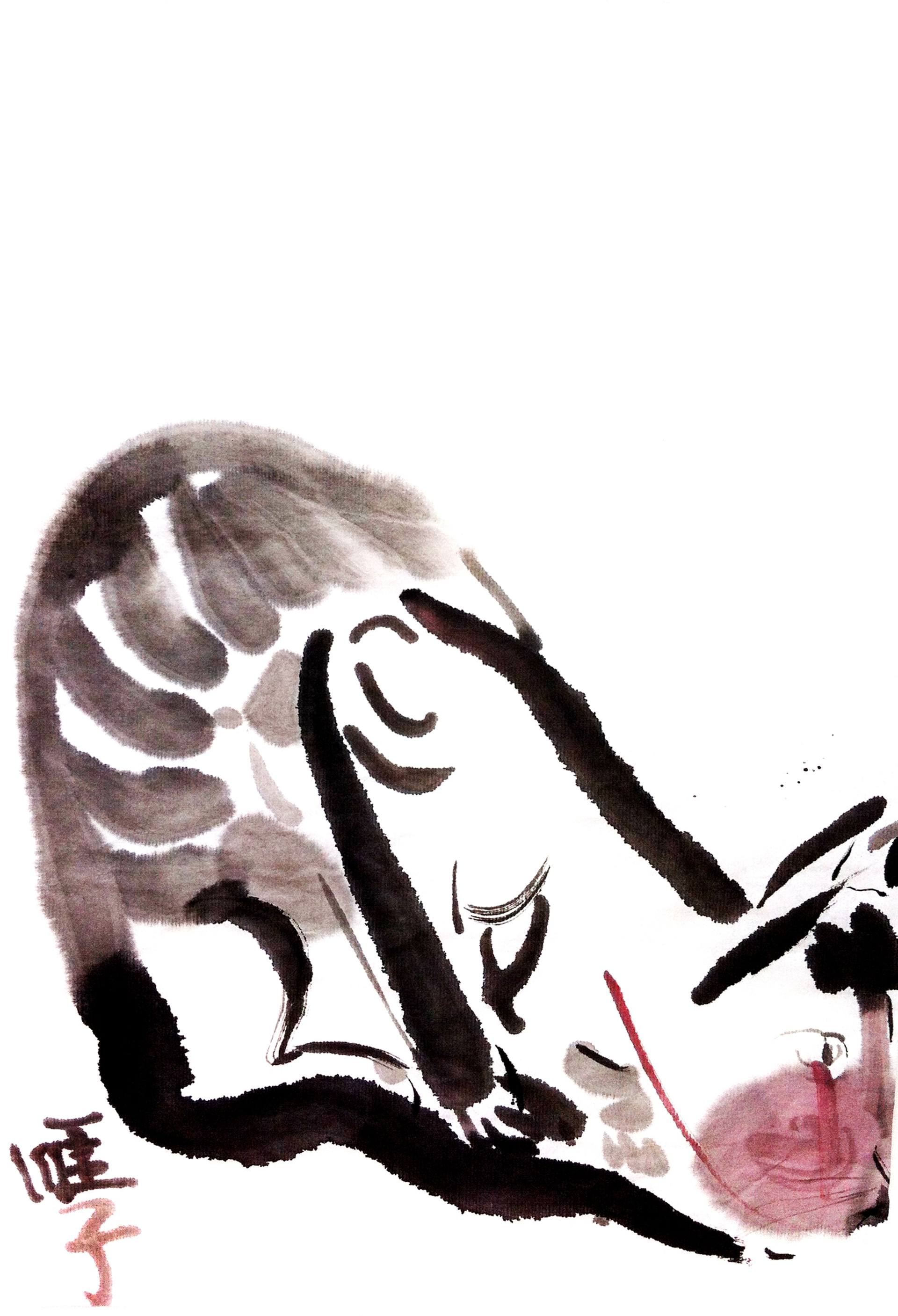 1920x2813 Cat Painting, Cat Drawing, Cat Ink Painting, Aniaml Painting - Cat Ink Drawing