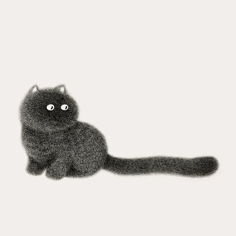 750x750 fluffy black cat ink drawings express the personalities of funny - Cat Ink Drawing