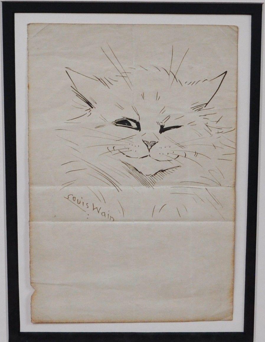 898x1160 Louis Wain Signed Original Pen And Ink Drawing Of A Cat No - Cat Ink Drawing