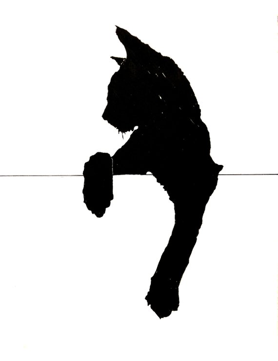 570x740 black cat ink sketch ink drawing pen and ink black and etsy - Cat Ink Drawing