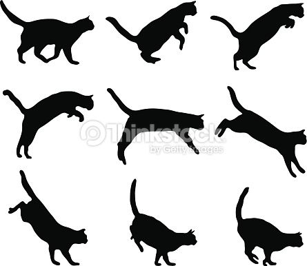 445x386 vector art cat jumping tattoos in cats, jumping cat - Cat Jumping Drawing