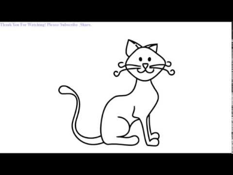 480x360 How To Draw A Simple Cat Line Drawing - Cat Line Drawing