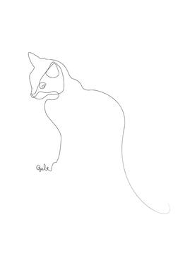 262x386 One Line Cat As Canvas Print - Cat Line Drawing