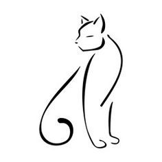 236x236 Simple Line Drawing Cat - Cat Line Drawing