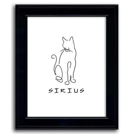 560x560 Canvas Animal Art Pencil Pet Portraits Personalized Framed Art - Cat Line Drawing