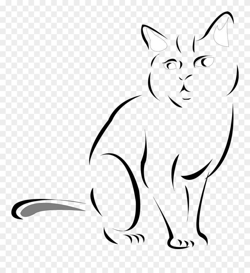 880x959 Black And White Cat Drawingcat Line Drawings Clipart - Cat Line Drawing Clip Art