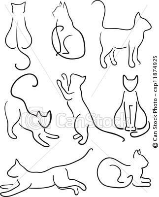 323x400 Vector - Cat Line Drawing Clip Art