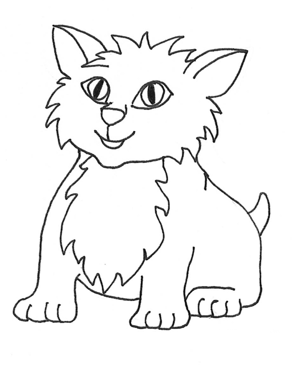 591x745 Cat Clipart Black And White - Cat Line Drawing Clip Art