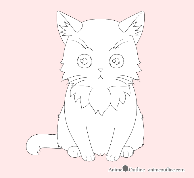 675x620 How To Draw An Anime Cat Step - Cat Nose Drawing