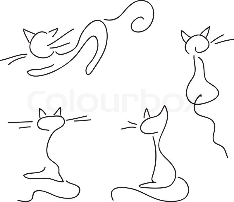 800x691 Outline Drawing Cat Stock Vector Colourbox Cartoon Line Of Cats - Cat Outline Drawing