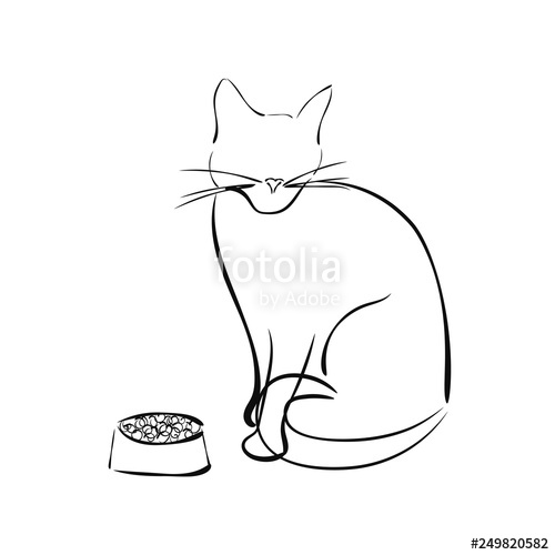 500x500 outline drawing of a cat for a logo suitable for veterinary - Cat Outline Drawing